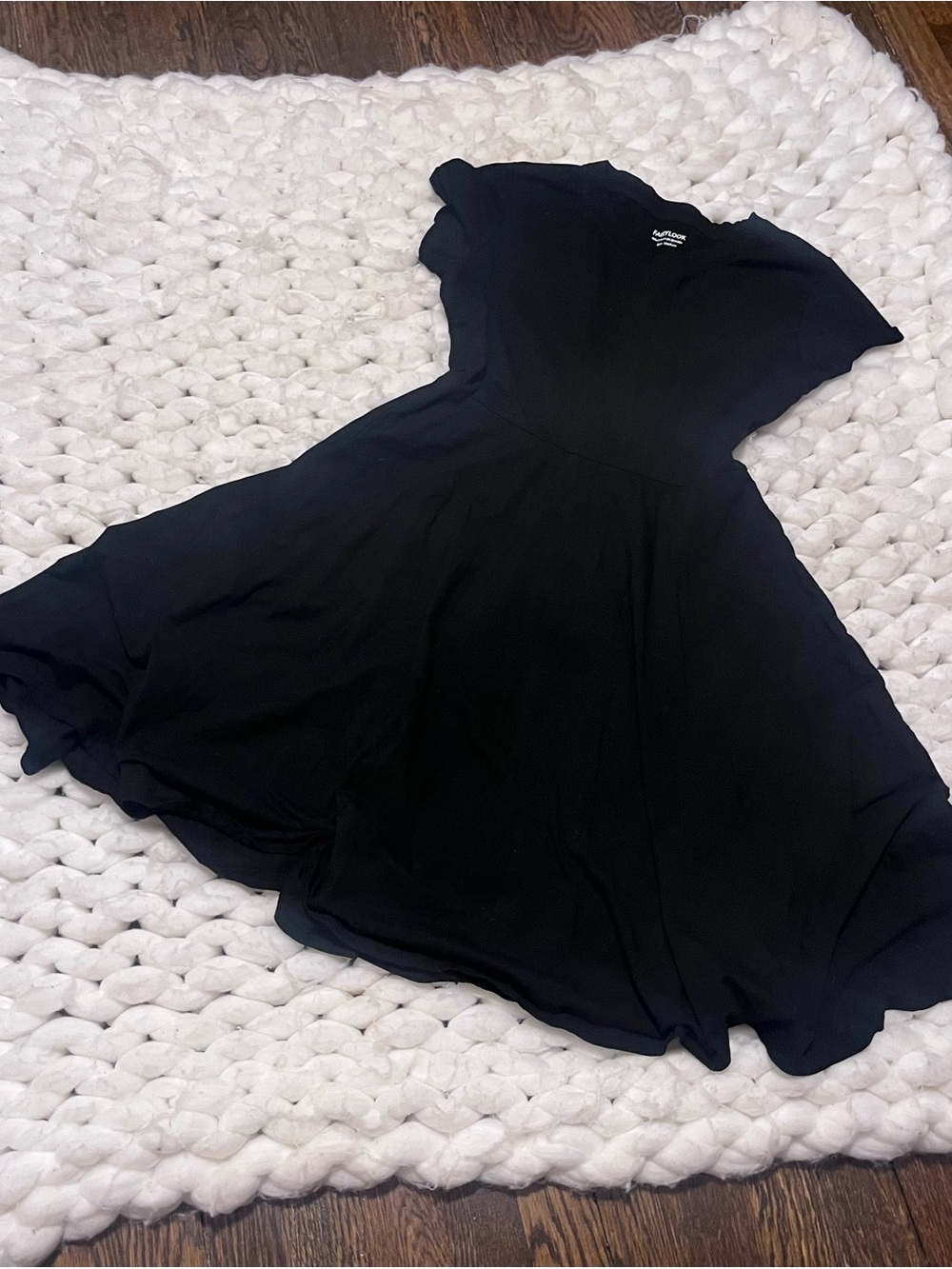 Black Fit-and-Flare Short Sleeve T-shirt Dress